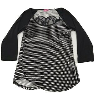 Betsey Johnson Polkadot Lace Heart Top